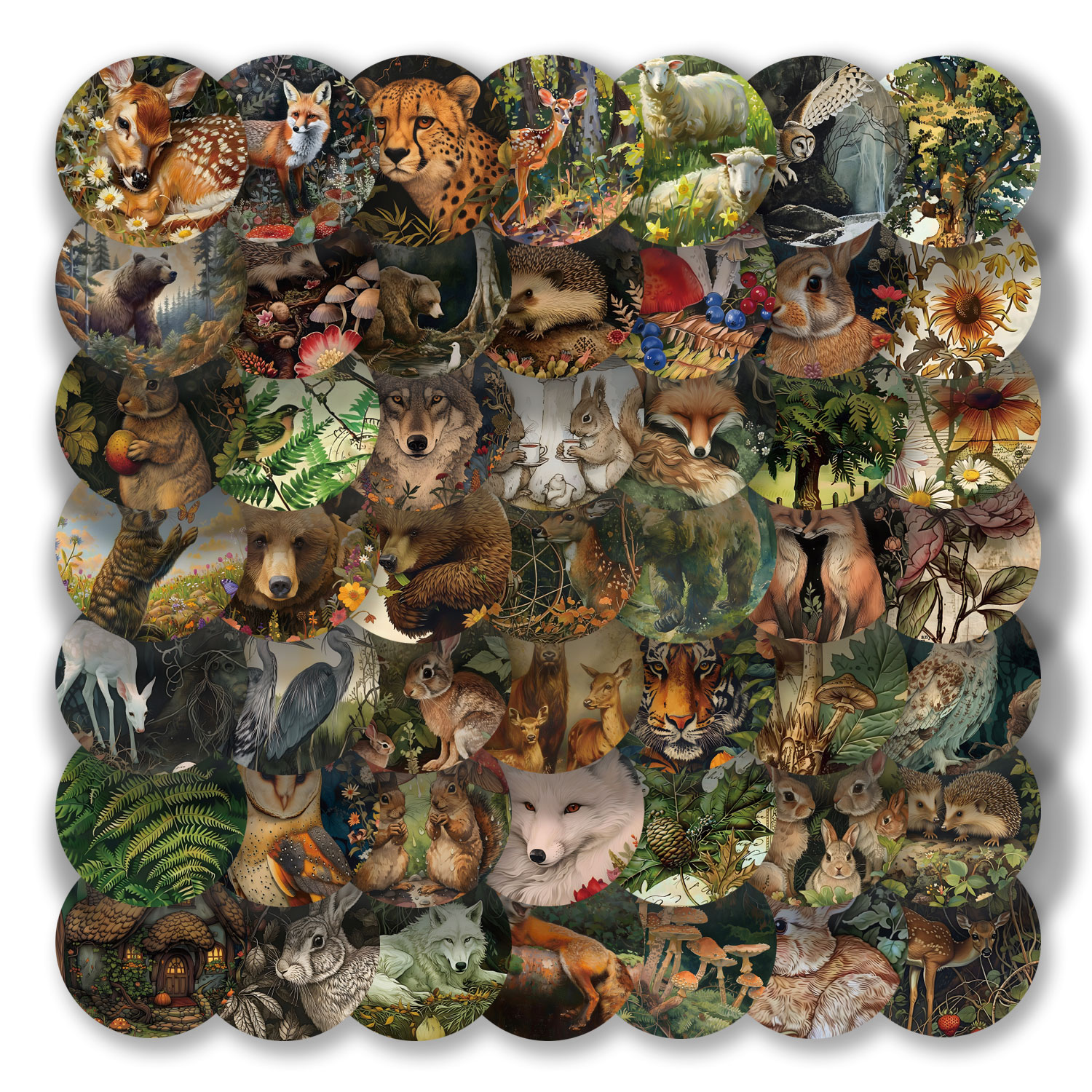 50pcs Round Vintage Animal Gra - Vintage Cycling Gear avis et prix